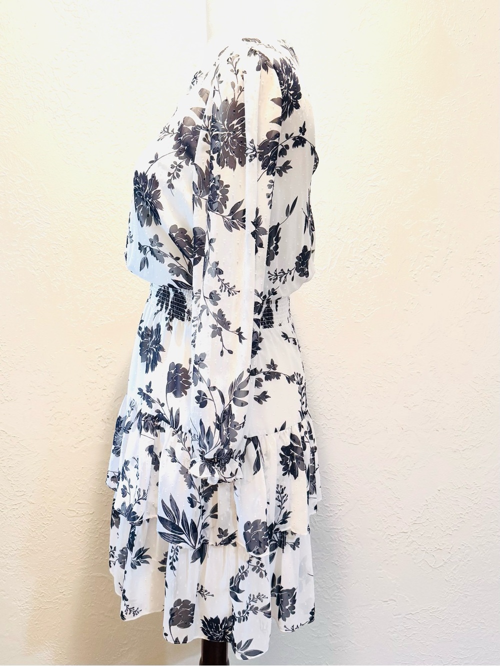Eliza J Black & White Floral Tiered Dress